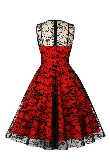 Vermelho Vestido Vintage Sem Mangas